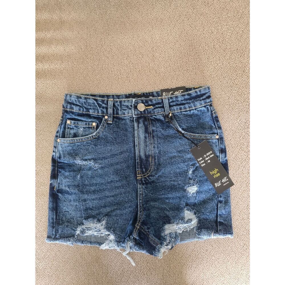 Blue Age Butt Lifting High Rise Distressed JS-2021 Jean Shorts - Size Medium